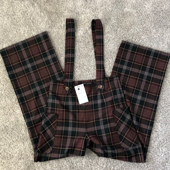 Zara Pants - NWT ZARA WOMAN Plaid High Waist Trouser Overalls